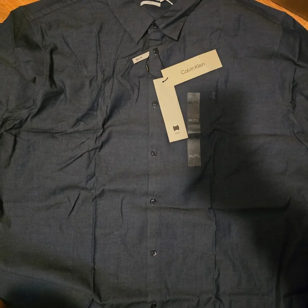 Calvin Klein Blue Casual Button Down Shirt - Picture 7 of 7